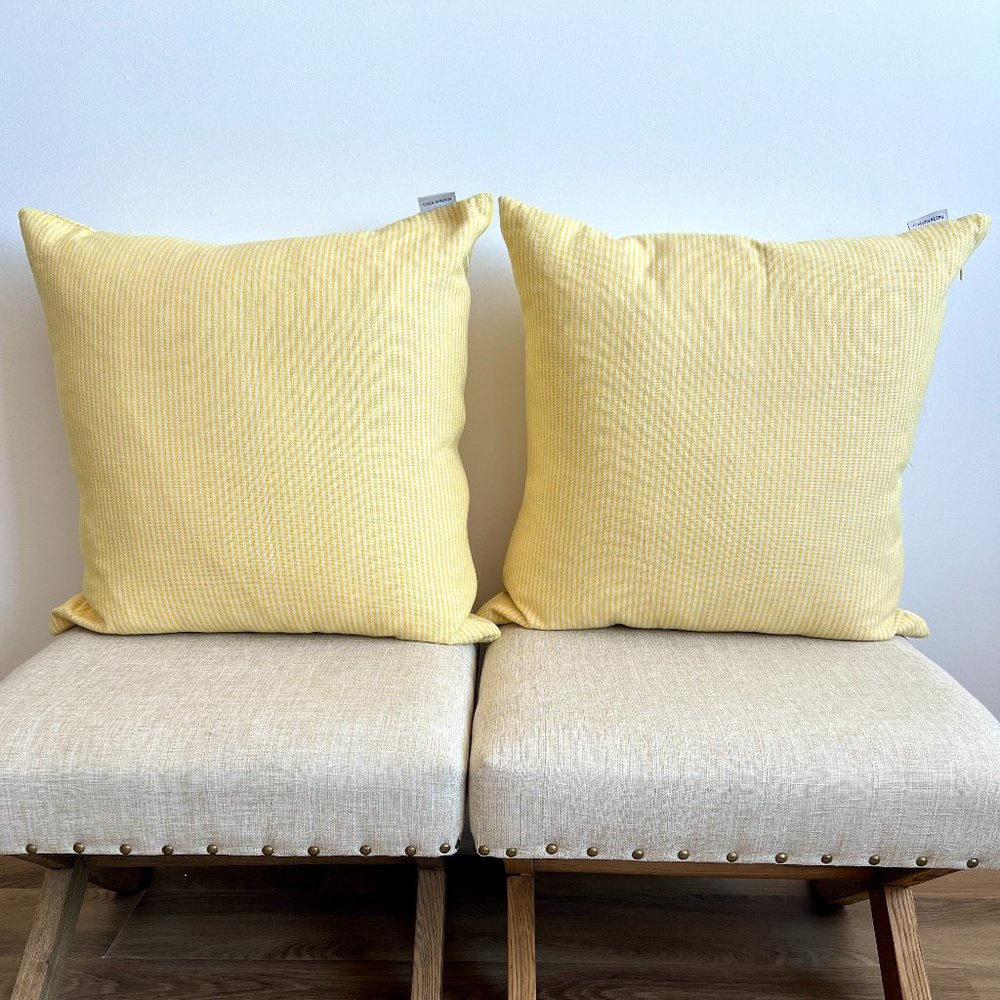 Calvin Klein Yellow & White Pinstripe Throw Pillows